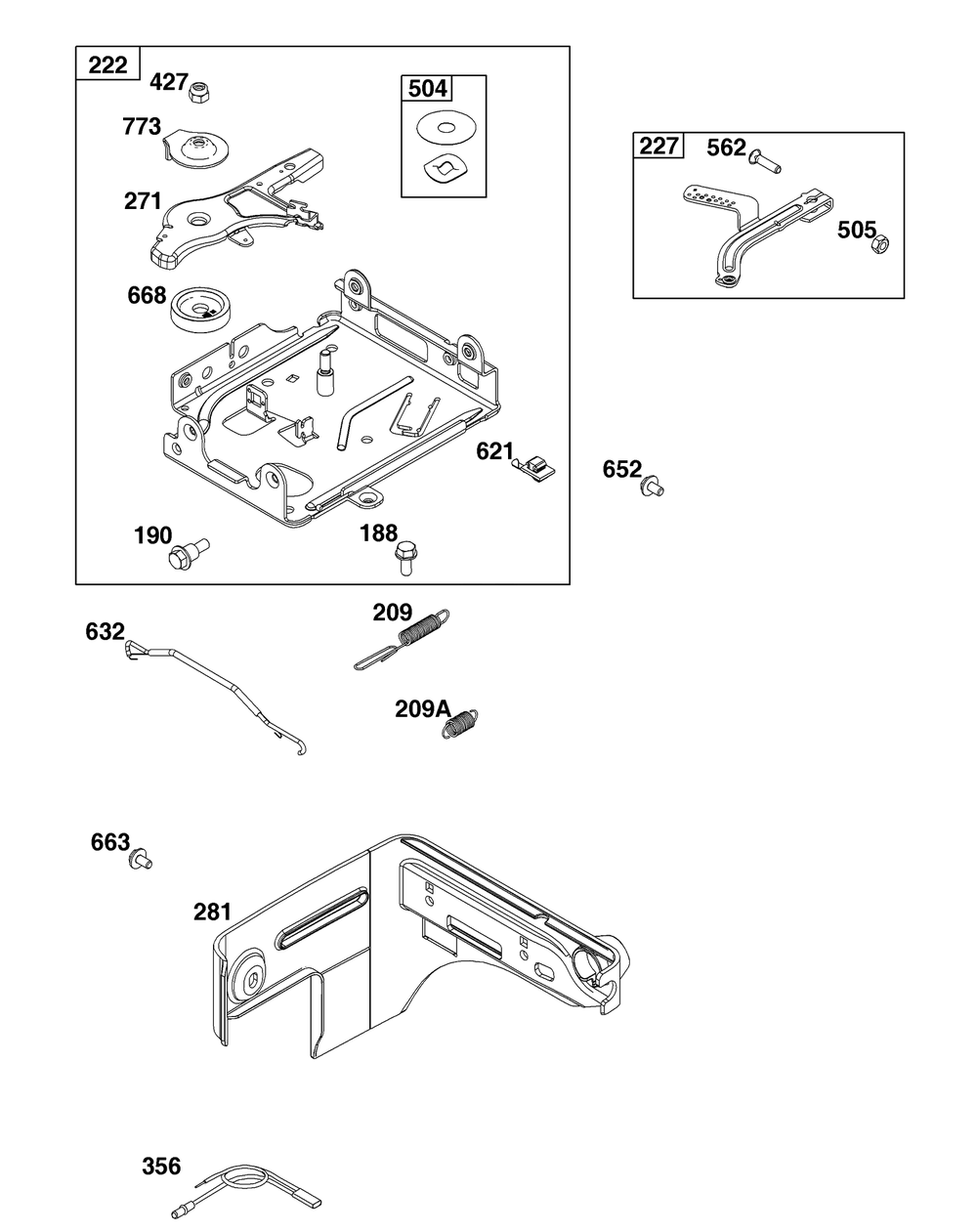 Controls Group Diagram and Parts List for 12T102-0061-F8  Briggs and Stratton Engine
